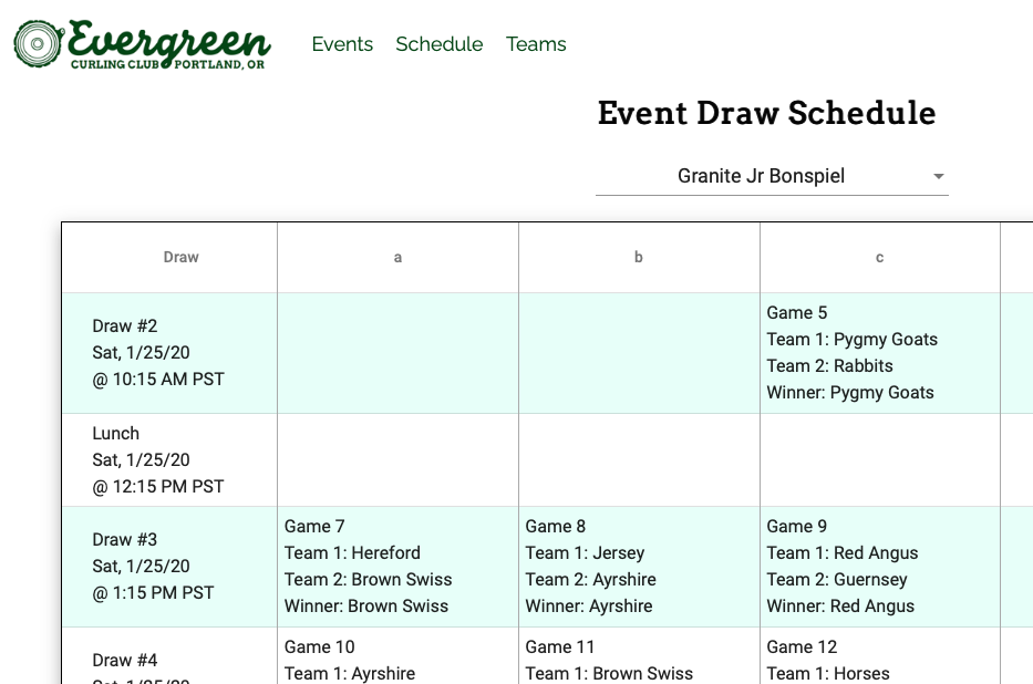 schedule page