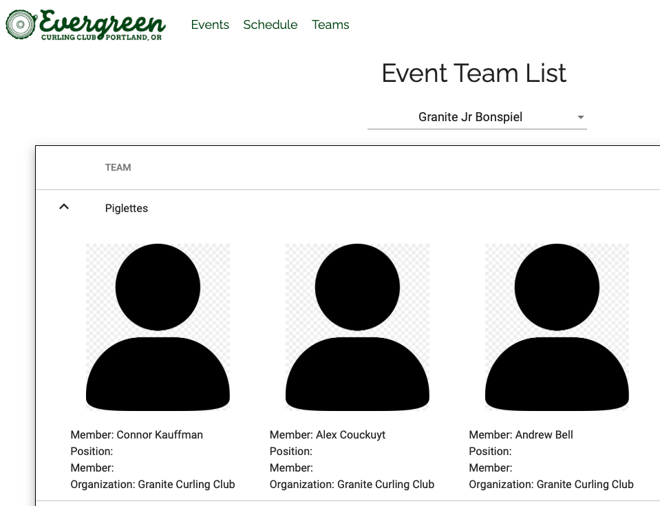 team list page